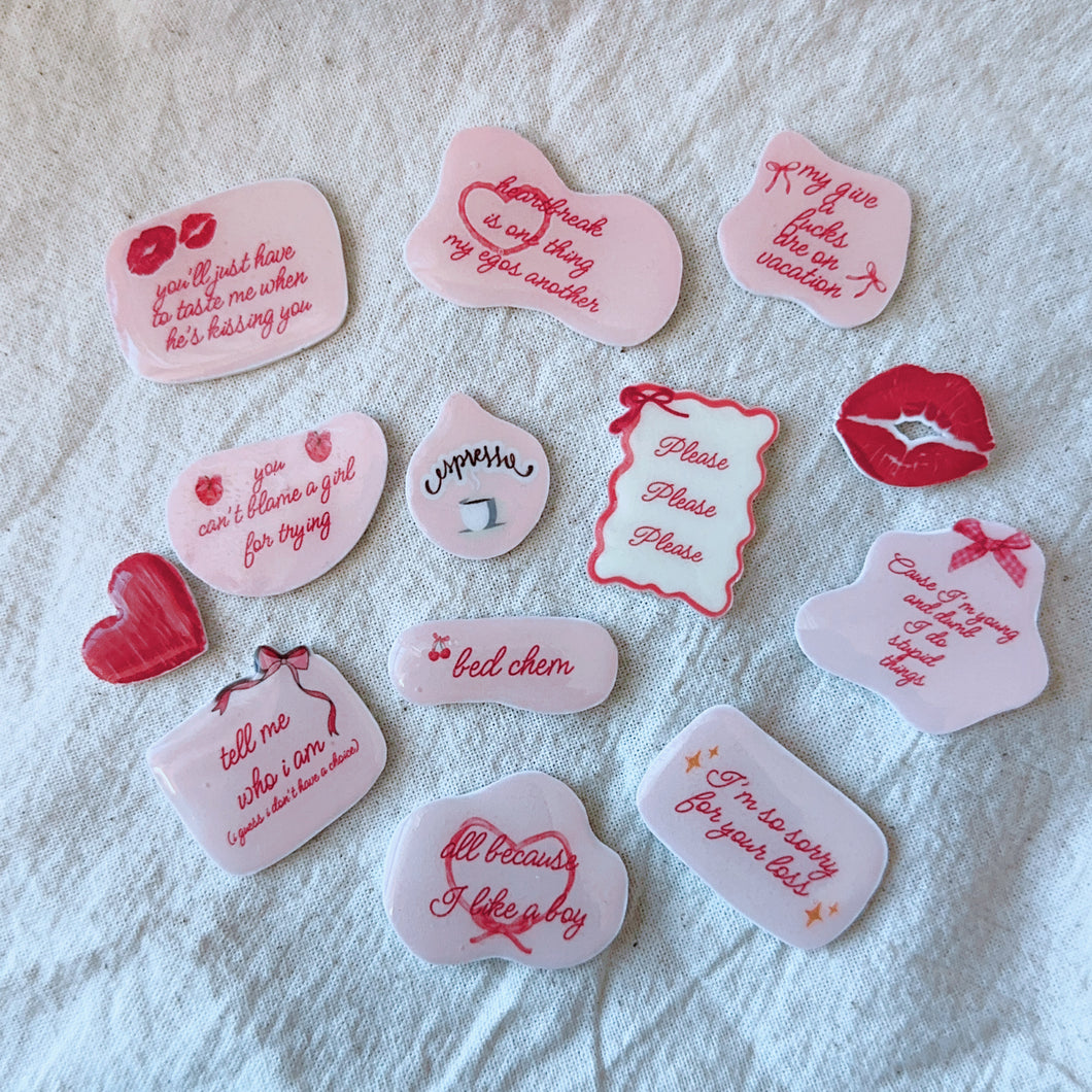 SHORTNSWEET LYRICS PINS